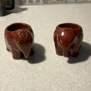 Vintage Brown Elephant Ceramic Tea Light Holders
